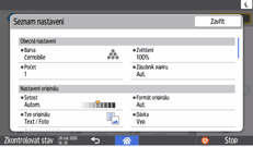 Ilustrace ovládacího panelu