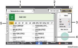 Číslovaná ilustrace ovládacího panelu zařízení