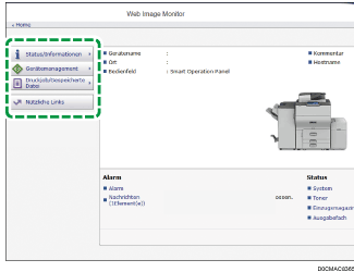Webbrowser-Bildschirmdarstellung