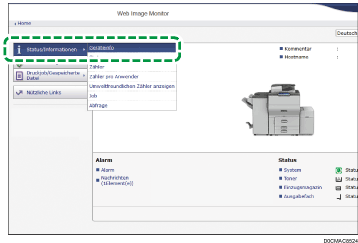 Webbrowser-Bildschirmdarstellung