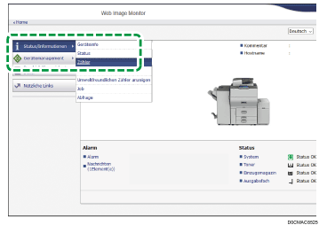 Webbrowser-Bildschirmdarstellung