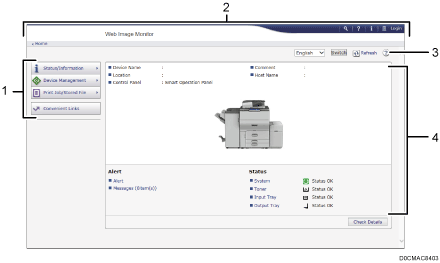 Web browser screen illustration numbered callout illustration