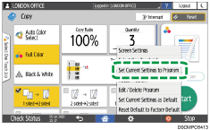 Operation panel screen illustration