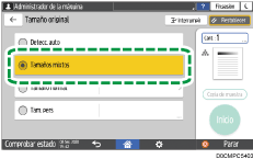 Ilustración de la pantalla del panel de mandos