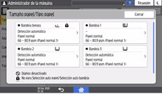 Ilustración de la pantalla del panel de mandos