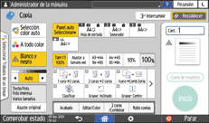 Ilustración de la pantalla del panel de mandos