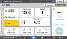 Ilustración de la pantalla del panel de mandos