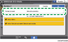 Ilustración de la pantalla del panel de mandos