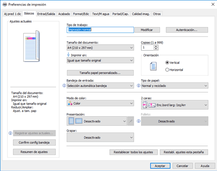 Ilustración de la pantalla del driver