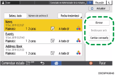 Ilustración de la pantalla del panel de mandos