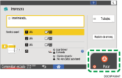 Ilustración de la pantalla del panel de mandos