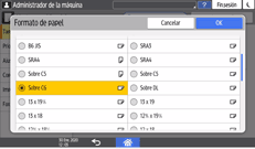 Ilustración de la pantalla del panel de mandos