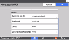 Ilustración de la pantalla del panel de mandos