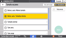 Ilustración de la pantalla del panel de mandos