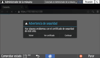 Ilustración de la pantalla del panel de mandos