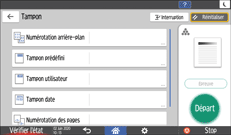 Illustration de l'écran du panneau de commande