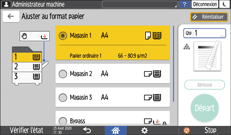 Illustration de l'écran du panneau de commande