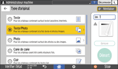 Illustration de l'écran du panneau de commande