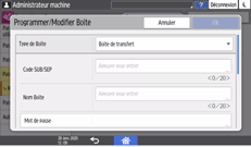 Illustration de l'écran du panneau de commande