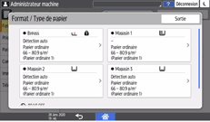Illustration de l'écran du panneau de commande