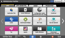 Illustration de l'écran du panneau de commande