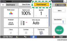 Illustration de l'écran du panneau de commande