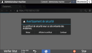 Illustration de l'écran du panneau de commande