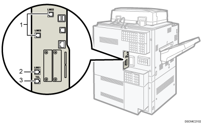 illustration du raccordement de la ligne téléphonique (illustration avec légende numérotée)