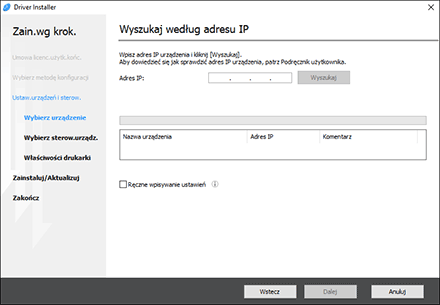 Ilustracja programu instalacyjnego sterownika