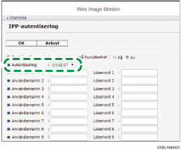 Bild på användarpanelens skärm