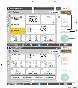 Bild på användarpanelen (numrerade detaljer)