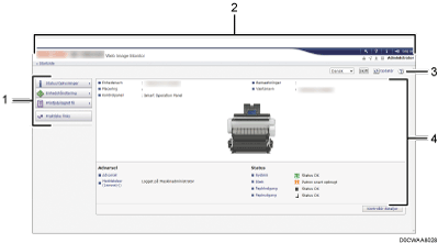 Nummereret illustration af webbrowser-skærm