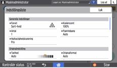 Operation panel screen illustration