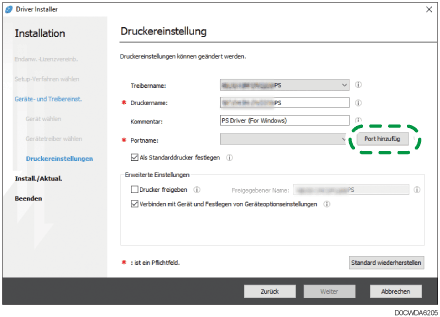 Abbildung Treiberbildschirm