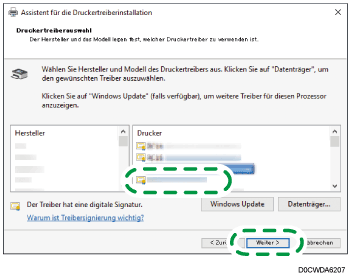 Abbildung Treiberbildschirm