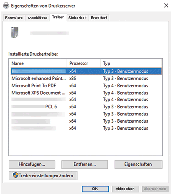 Abbildung Treiberbildschirm