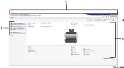 Nummerierte Abbildung der Webbrowser-Anzeige