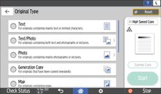 Operation panel screen illustration