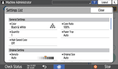 Operation panel screen illustration