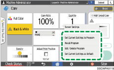 Operation panel screen illustration