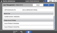 Operation panel screen illustration