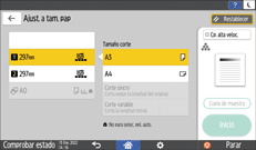 Ilustración de la pantalla del panel de mandos