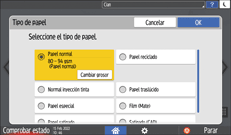Ilustración de la pantalla del panel de mandos