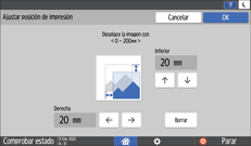 Ilustración de la pantalla del panel de mandos