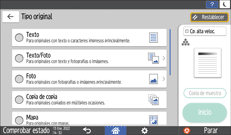 Ilustración de la pantalla del panel de mandos