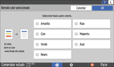 Ilustración de la pantalla del panel de mandos