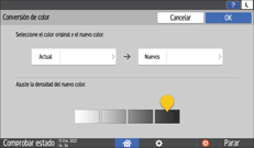 Ilustración de la pantalla del panel de mandos