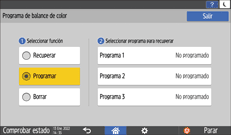 Ilustración de la pantalla del panel de mandos