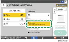 Ilustración de la pantalla del panel de mandos