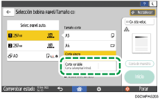 Ilustración de la pantalla del panel de mandos